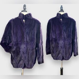 Pretty and Warm Vintage 90s Sheared Purple Genuine Fur Bomber Jacket
